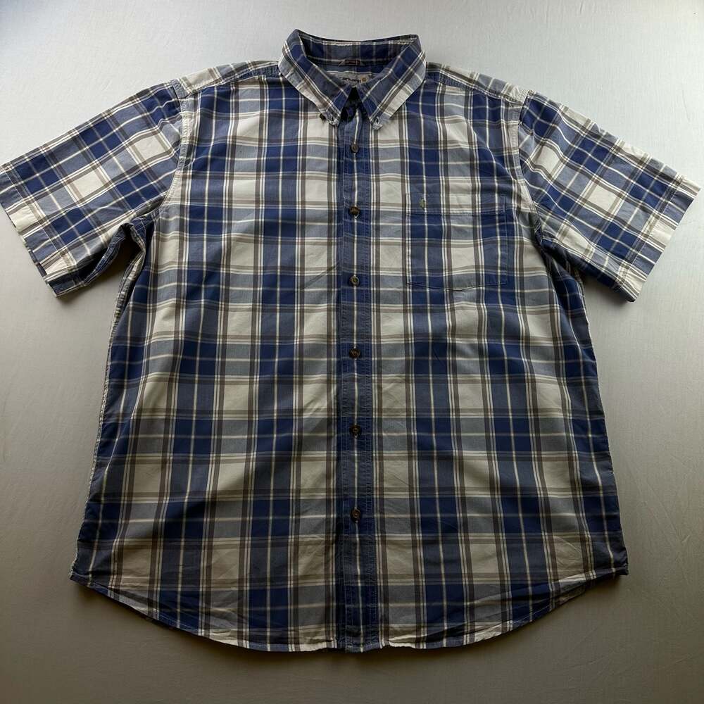 Carhartt Relaxed Fit Plaid Short Sleeve Button Down Shirt XL